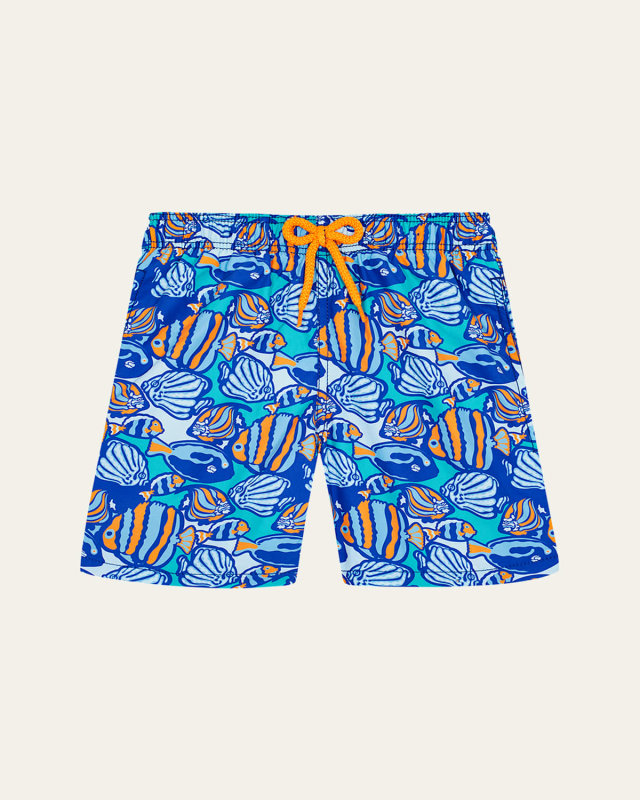 Boy's Fishy Vibes Swim Trunks, Size 2-14